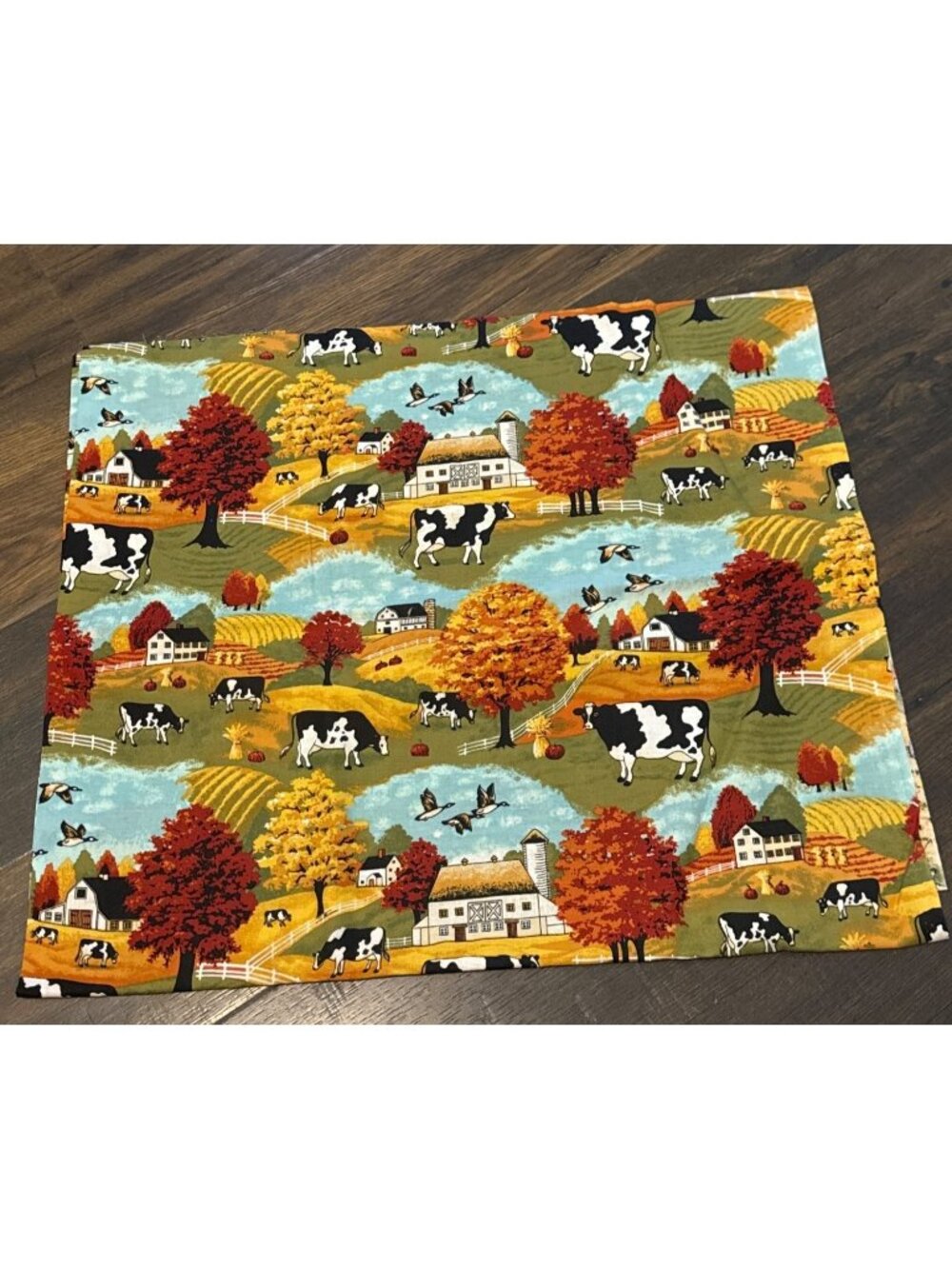 Fabric Holstein Cows Farmland Barns Silos